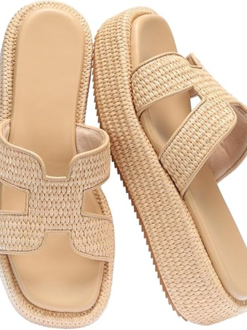 Platform Sandals for Women Slip-On Espadrille Wedges Slides, Flatform Woven Stra